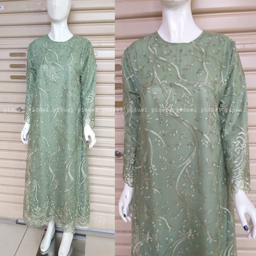 LONG GAMIS TULLE MUTIARA ARIMBI BARU / GAMIS PESTA