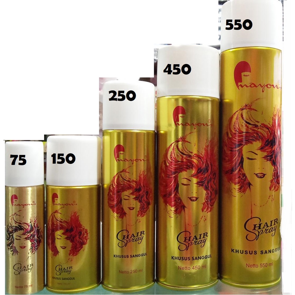 MAYON HAIR SPRAY RAMBUT SANGGUL - 75ML - 150ML - 250ML - 450ML - 550ML