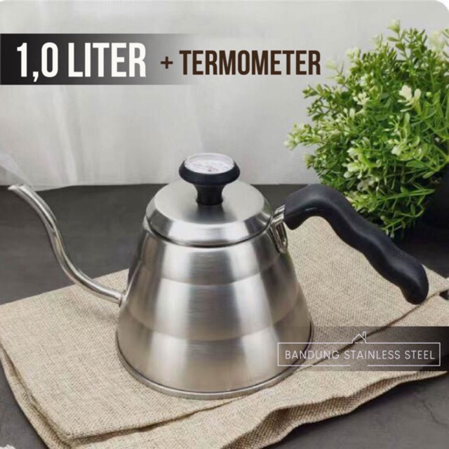 Teko kopi 1.0 lt 1.2lt coffee pot leher angsa pour oven kattle drip stainles termometer