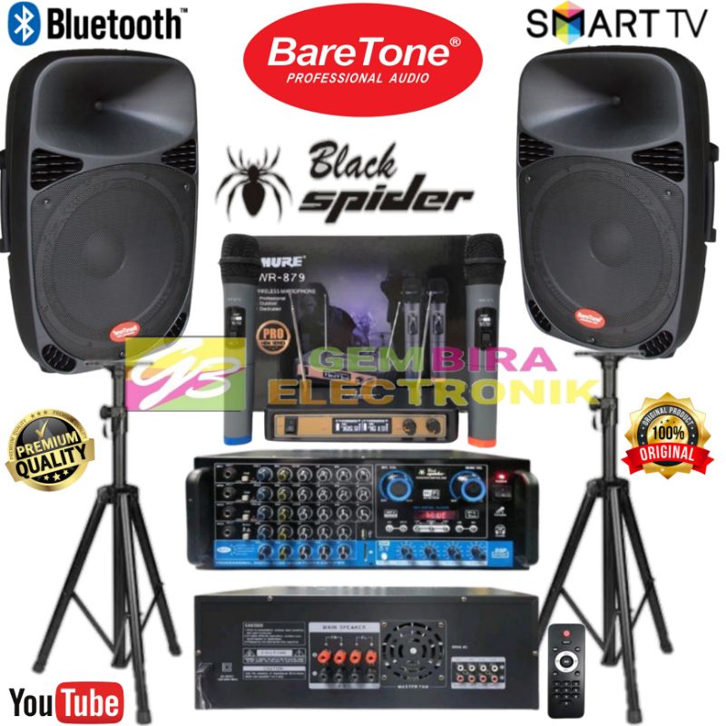 Paket karaoke Baretone 15 inch bluetooth original sound system