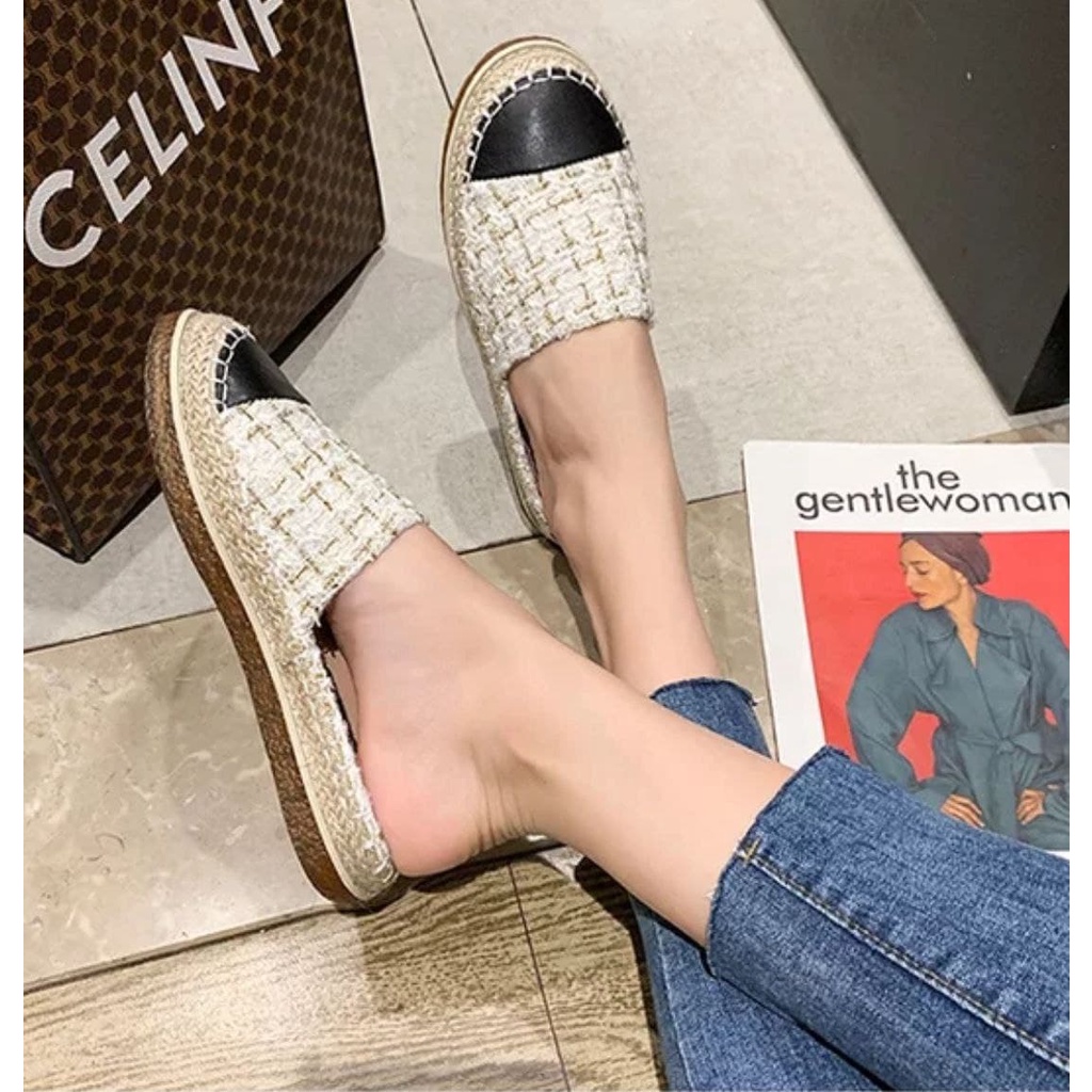 AGI10555 sepatu mules wanita import murah sandal slip on wanita terbaru sepatu flat fashion kekinian cod jakarta