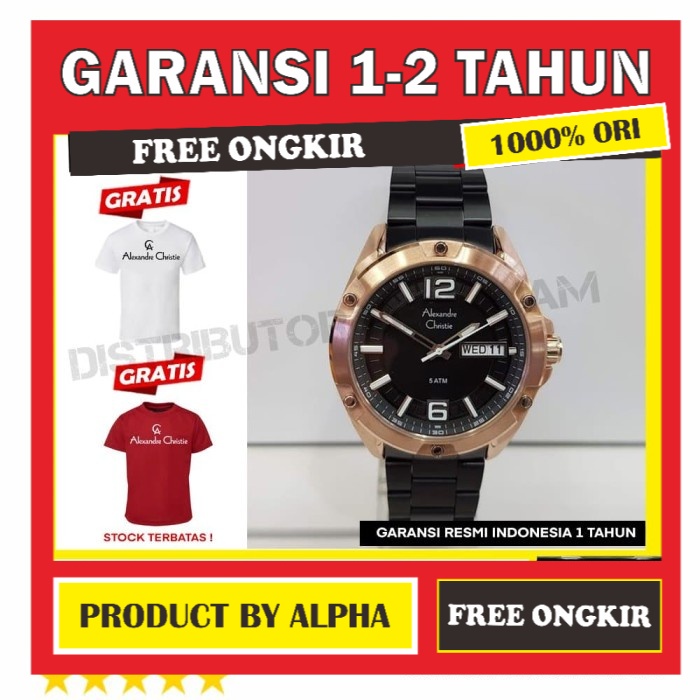 JAM TANGAN ORIGINAL ALEXANDRE CHRISTIE AC6518ME AC6518 AC 6518 BLACK RG RESMI GARANSI RESMI ORI PRIA