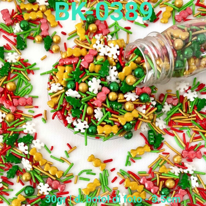 

BK-0389 SPRINKLE SPRINKLE SPRINKEL 30GR PERMEN SNOWFLAKE POHON NATAL TERMURAH