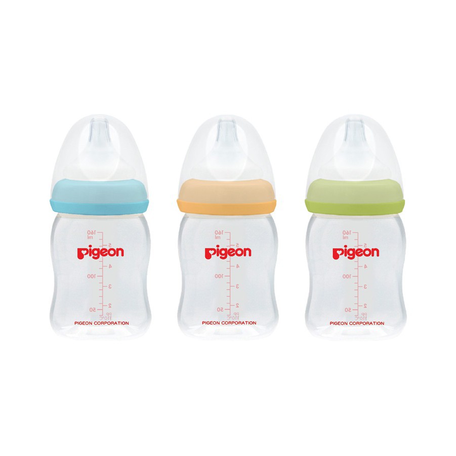 ORIGINAL !!! Pigeon SofTouch Peristaltic Plus PP Wide Neck Bottle Set 3 Pcs 0+ Bulan 160ml 240ml