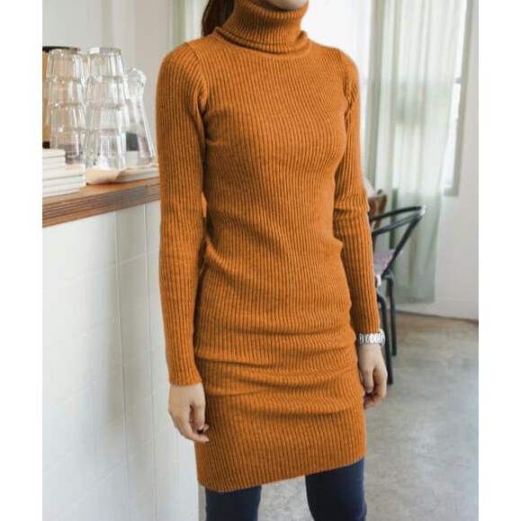 Dress Agnes bata RO dress wanita rajut merah bata