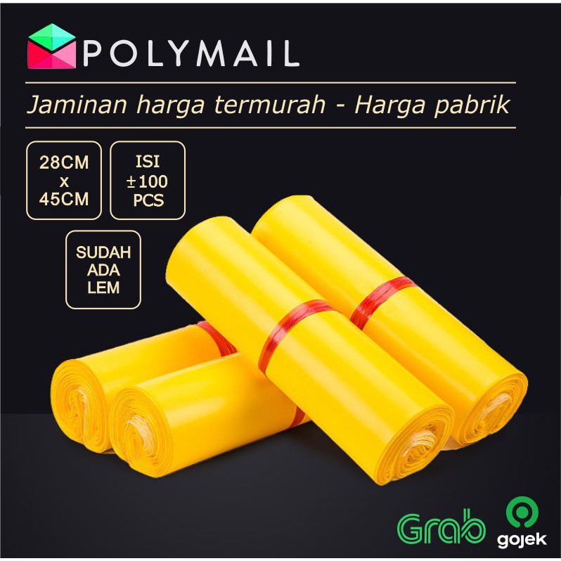 POLYMAILER 100PCS 30x40CM YELLOW GLOSSY PLASTIK POLYMAILER KUNING