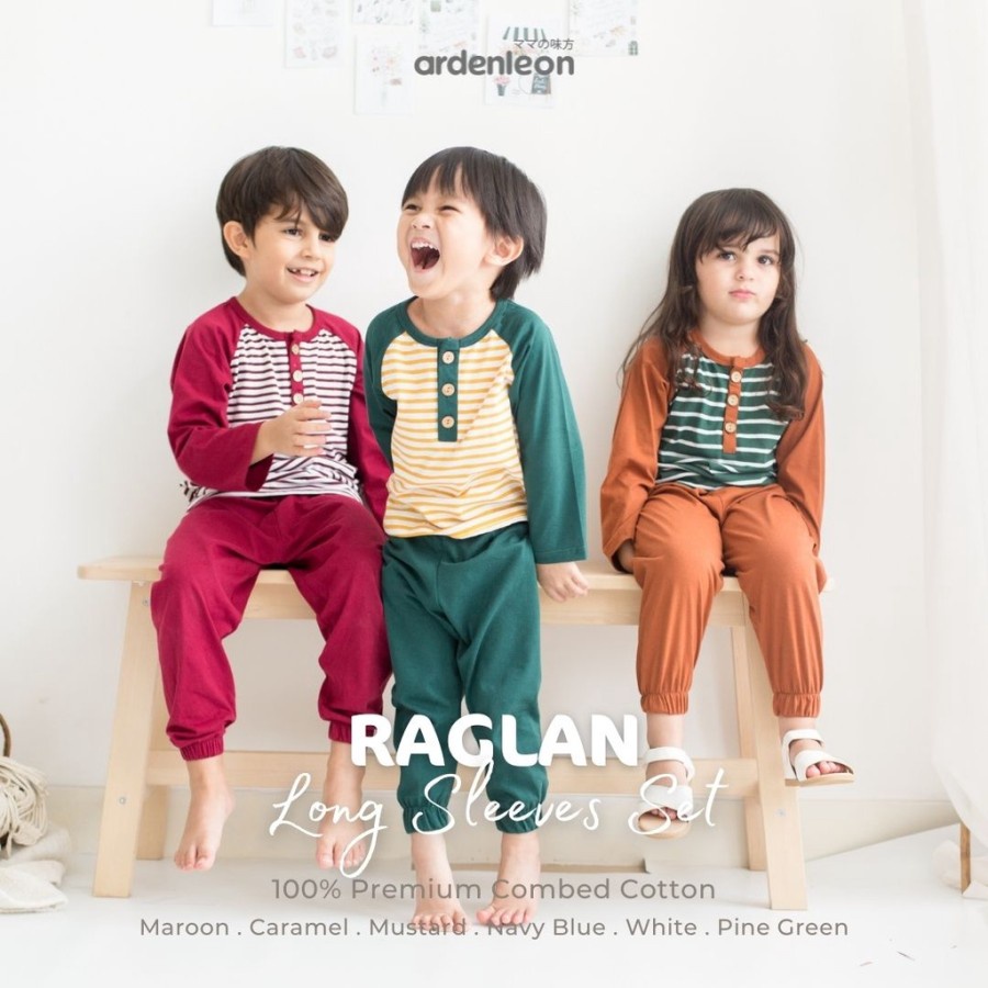ARDENLEON Raglan Sleepsuit/ Baju Tidur/ Setelan Panjang Anak Bayi Balita Laki /Perempuan 1-7 Tahun