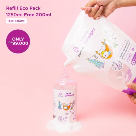 Pureco Refill 1450ml Liquid Detergen Sabun Pencuci Pakaian Baju Bayi Aman Ramah Lingkungan Babymania