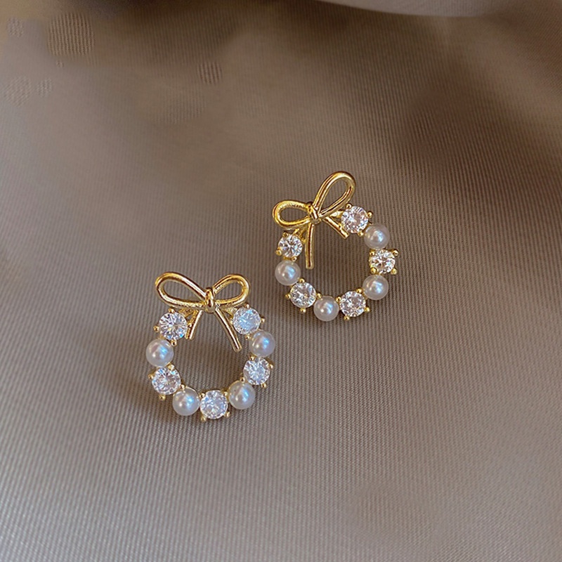 Anting stud Desain Pita Mutiara Bahan S925 silver Untuk Wanita