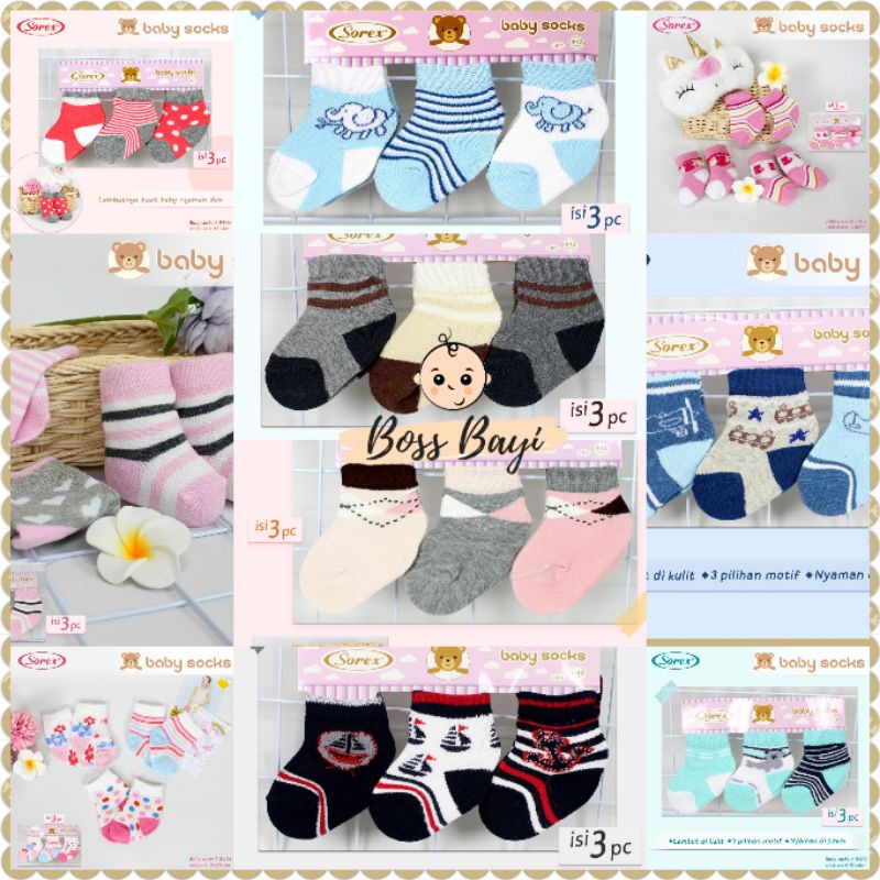 Sorex Kaos Kaki Bayi / Baby Socks 0-12M 3in1 (1set 3pc)