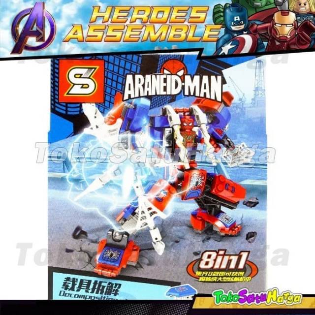 Brick Super Hero Avenger SY 1272 Spiderman 8 in 1Transform Robot
