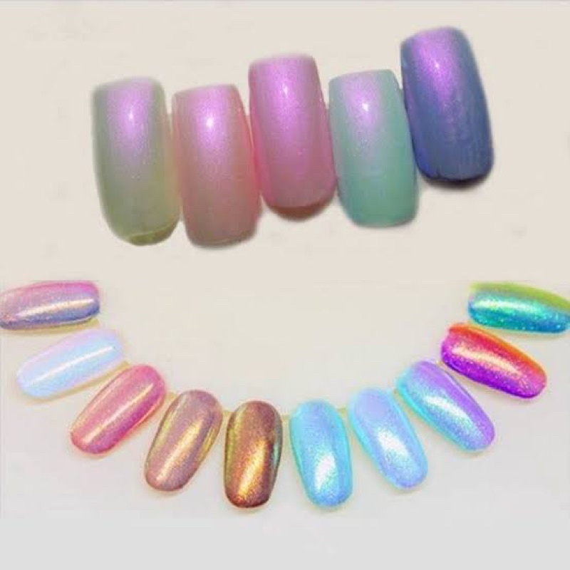 CHROME AURORA PEARL GLAZE DONUT NAIL POWDER NAILART / bubuk chrome powder pearl bubuk mutiara kuku