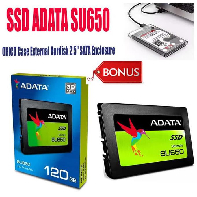 SSD 120GB ADATA SU650 PAKET ORICO Case External