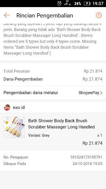 Bath Shower Body Back Brush Scrubber Massager Long Handled