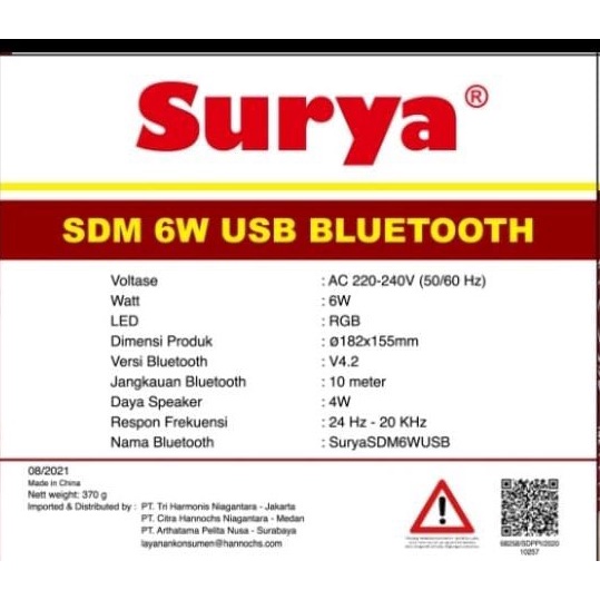 Lampu Disco SDM 6 Watt USB Speaker Bluetooth Surya