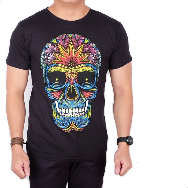 kaos sorban pria putih hitam slimfit / baju kaos muslim lengan pendek slimfit