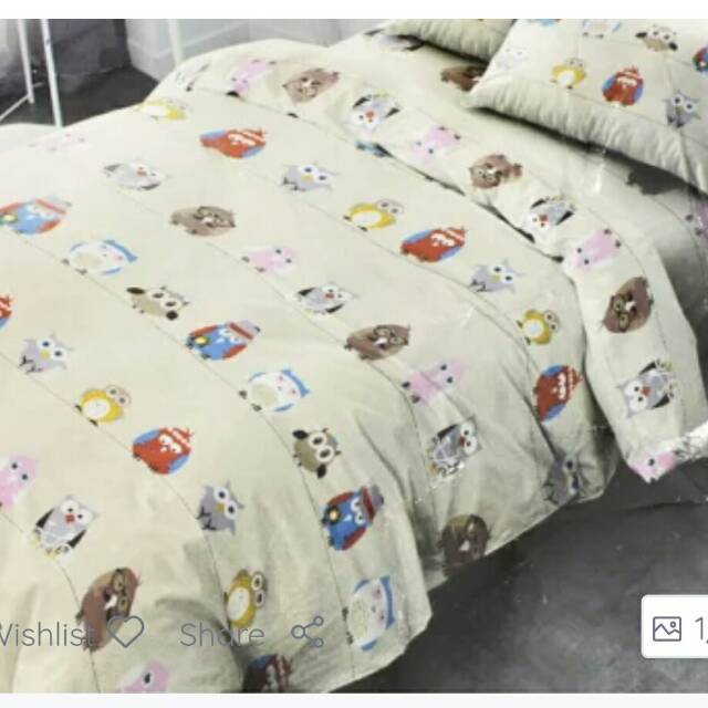 SALE Set Seprai dan Bedcover Ukuran Single Motif Owl