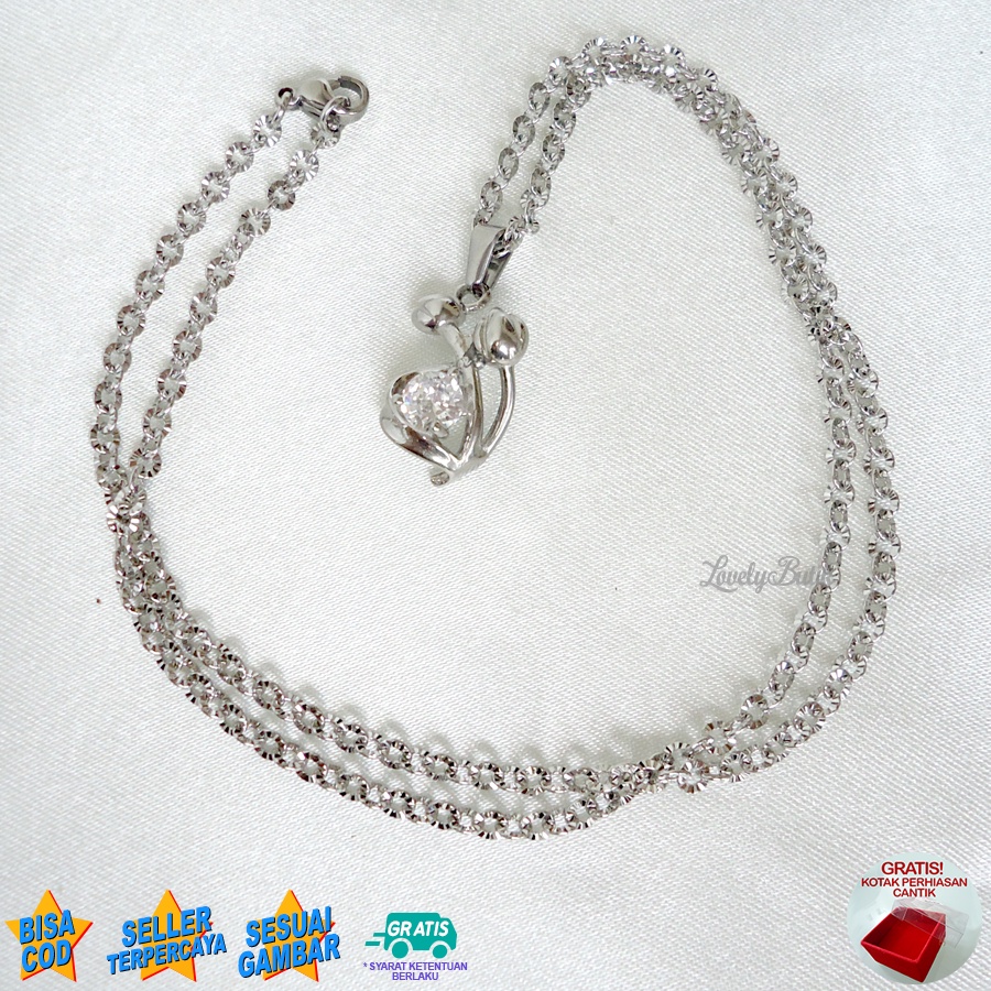 Lovelybutik - Kalung Titanium Wanita Asli Anti Karat 4rabelle Kalung Anti Luntur Korea Model Terbaru Bonus Kotak Perhiasan