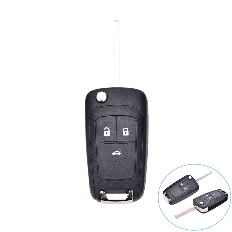 &lt; E2id &amp; &gt; Rumah / Casing Kunci Remote Mobil 3 Tombol Plastik Warna Hitam Untuk Chevrolet