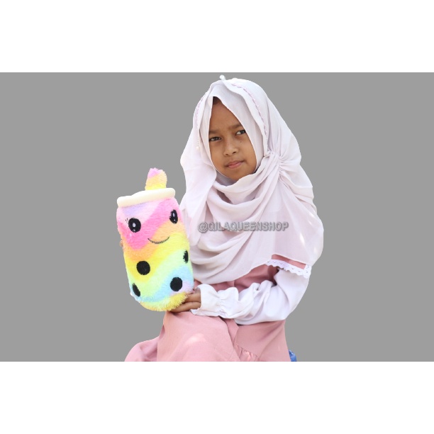 Boneka boba S pelangi milk tea brown sugar 27cm berkualitas SNI