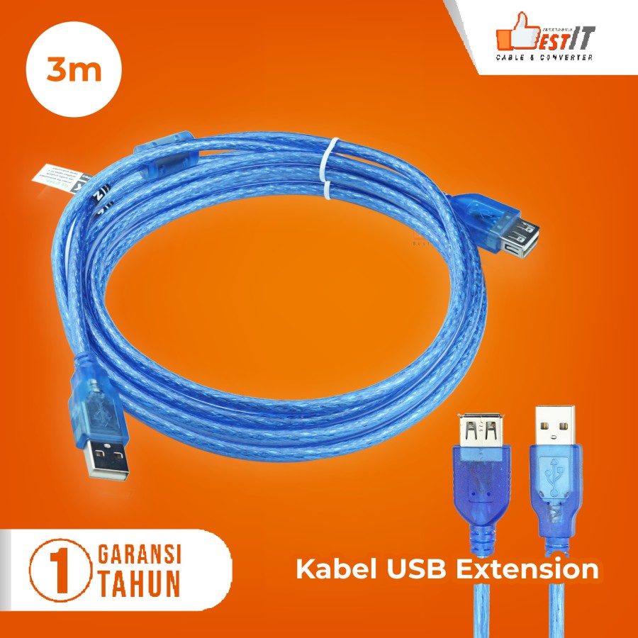 Kabel USB Extension V2.0 Panjang 1.5 Meter 3 Meter 5 Meter 10 Meter