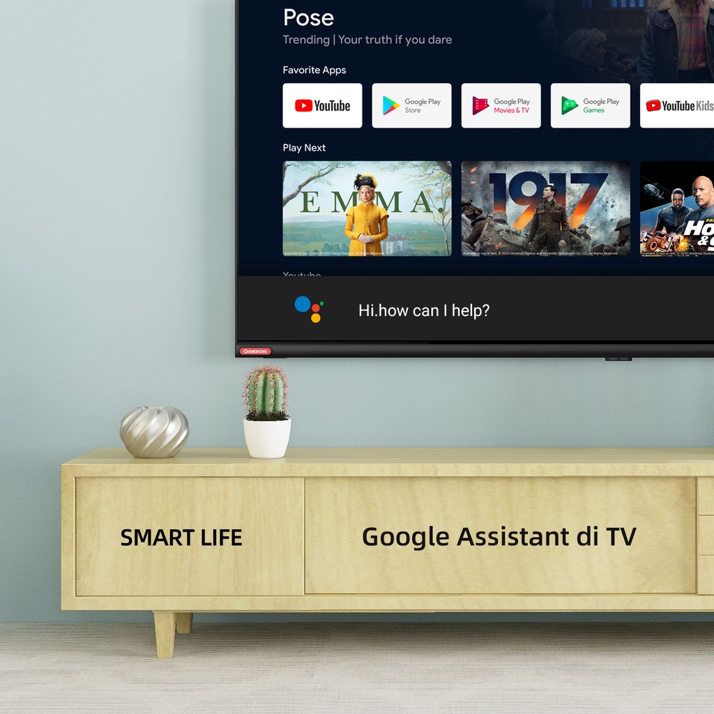Changhong 43 Inch L43G7N Android 11 Frameless Smart TV Digital LED TV FHD Netflix Youtube VIDIO