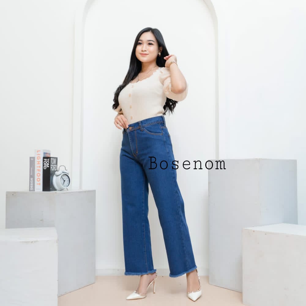 Celana jeans kulot rawis high waist kekinian kulot jumbo jeans tebal murah jeans wanita high quality premium