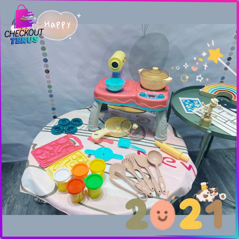 CT M162 Mainan Kitchen Set Anak Perempuan Plastisin Cetakan Mie Mainan Dapur Masak Masakan Pretendplay