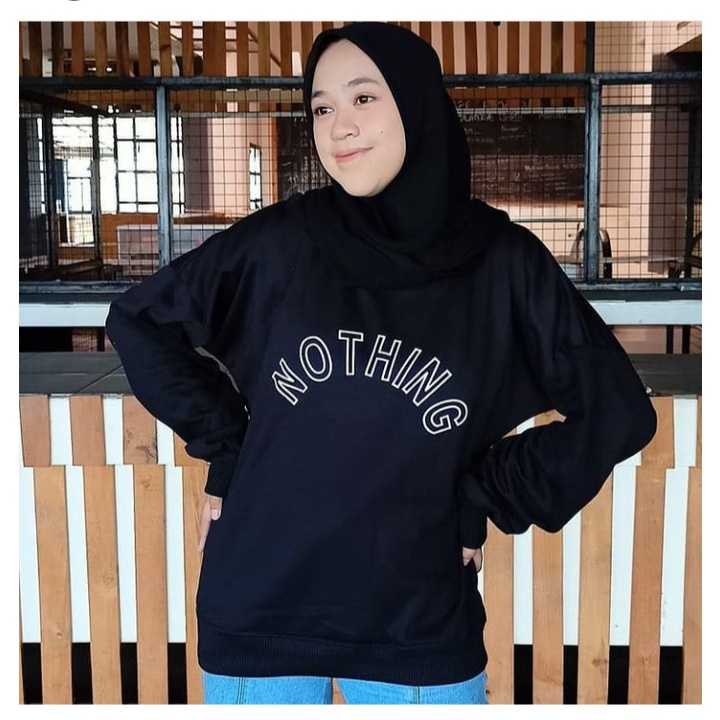 sweater wanita nothing/ sweater crewneck nothing oversize