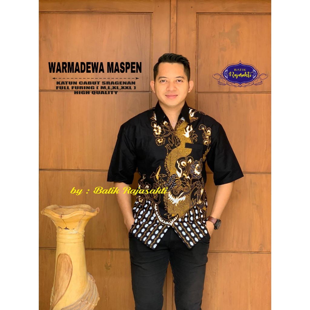 WARMADEWA EMAS RAJASAKTI KEMEJA BATIK SOLO PRIA LENGAN PENDEK LAPIS FURING ATASAN BATIK PREMIUM MODERN KATUN HALUS BAHUWIRYA  BANAMITRA BANAMITRA PUTIH BANGSAWAN BAYU PUTRA BERLIAN BIRU BHARATAYUDA BIMASENA BIRENDRA BIRU INDAH BRAHMAKERTA BRAHMAKERTA