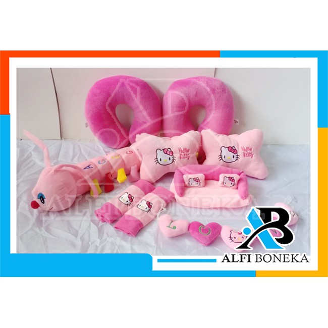 Paket Bantal Mobil dan 2 bantal leher - Bantal sandar Mobil set murah - bantal mobil 9in1 boneka