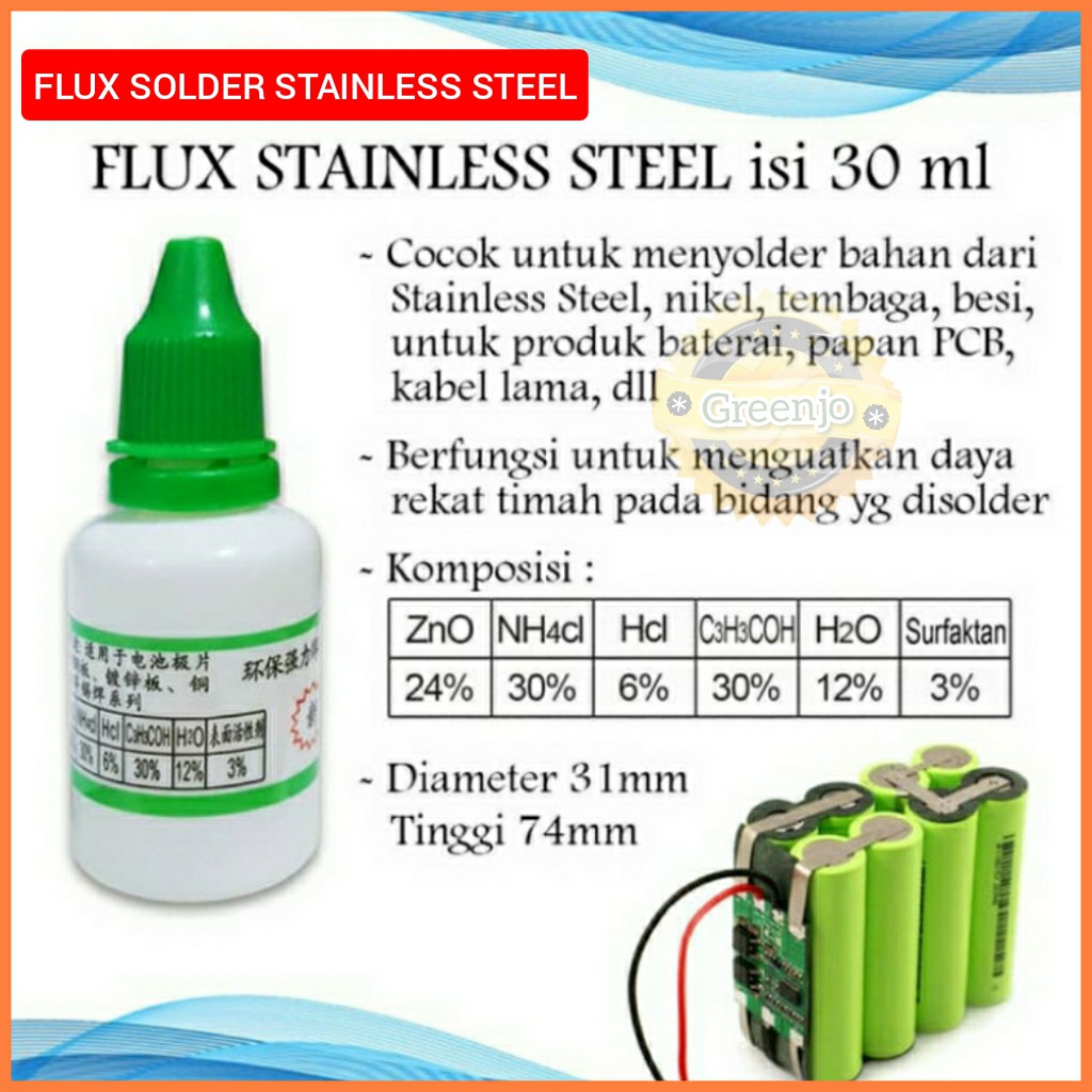 Flux Solder Stainless Steel 30mL Fluk Stainless Steel  kuningan ORIGINAL  Flux