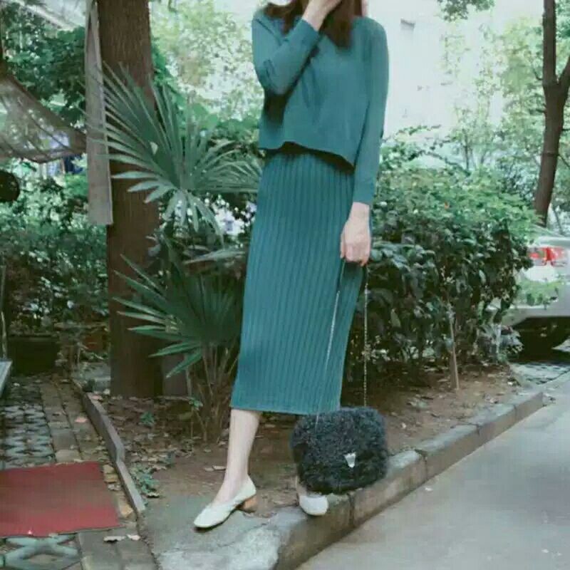 Irene Realpict Dress rajut bodycon set outer wanita import/Baju dress rajut cewek import korea murah