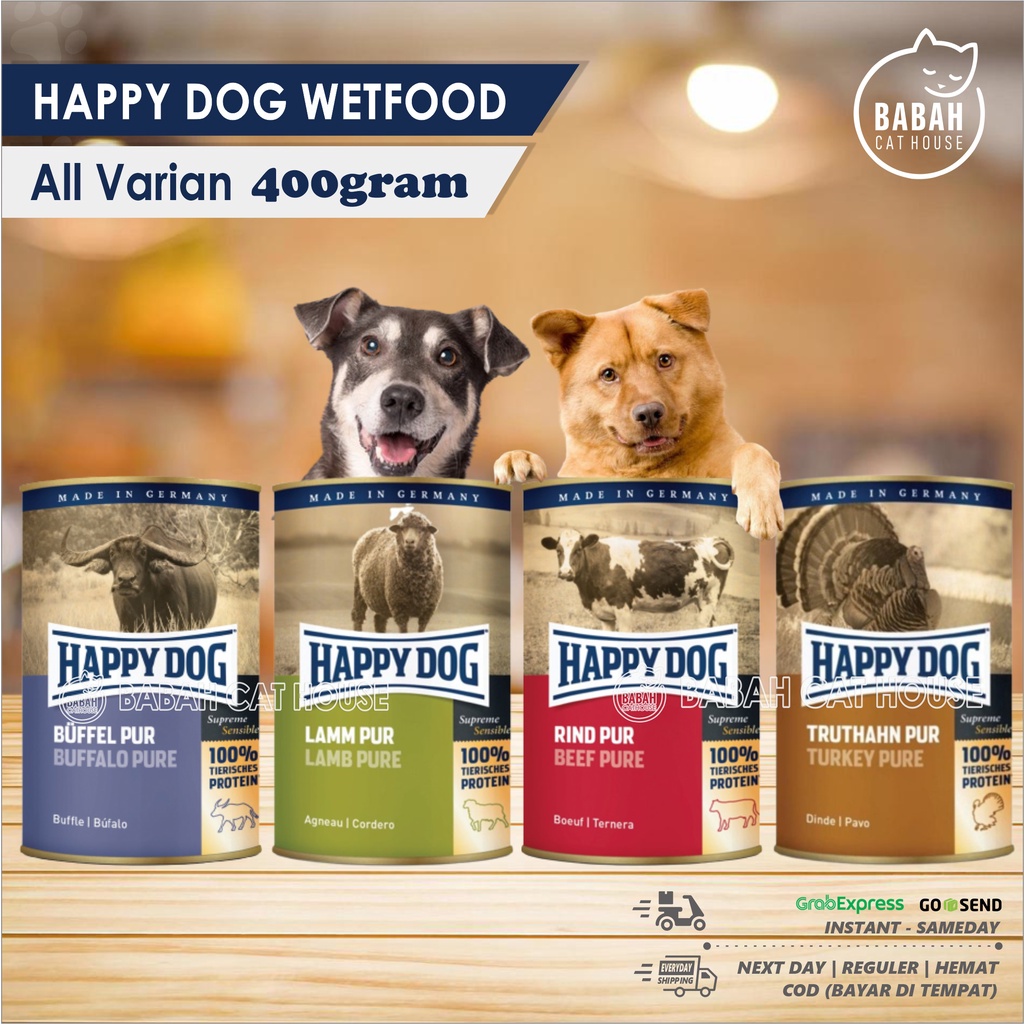 Jual HAPPY DOG WET FOOD LAMB 400g Kaleng GRAIN FREE HD Can Makanan ...