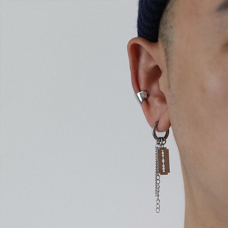 Korea Personality Blade Earrings Punk Hip Hop Metal Earrings Women