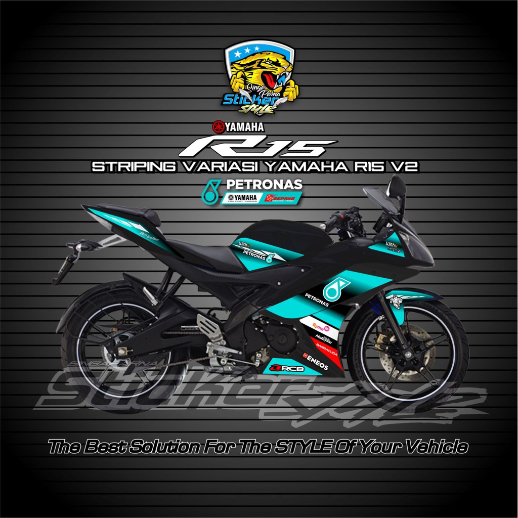 STRIPING R15 V2 STRIPING VARIASI STIKER MOTOR YAMAHA R15 V2 LIVERY PETRONAS/GRAFIS HIU SHARK
