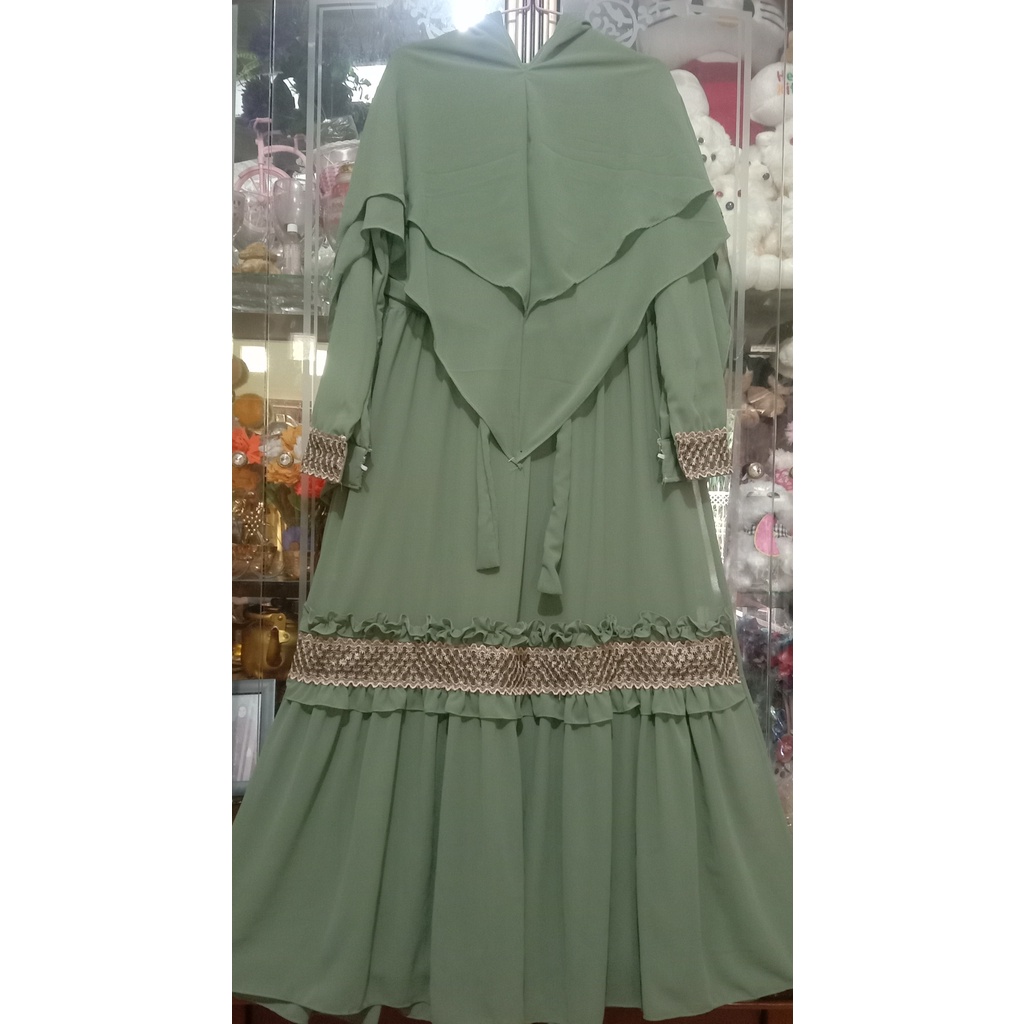 Gamis syar,i cerutti babydoll dewasa  terbaru model Renda besar gold