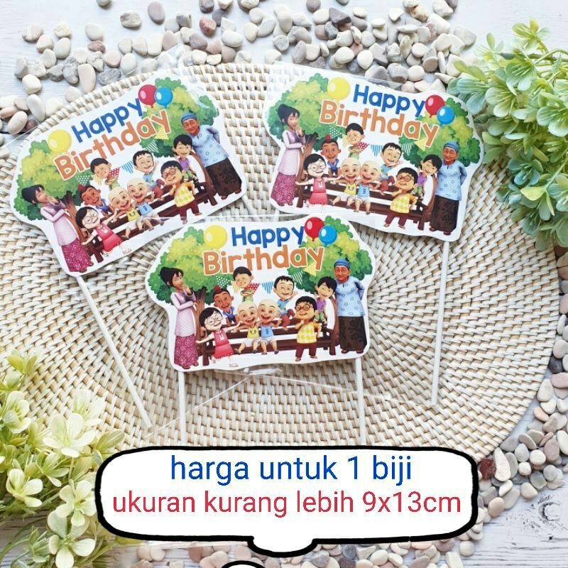 cake topper tunggal hiasan kue ulang tahun karakter Upin & ipin