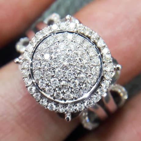 Cincin Wanita Kawin Nikah Original Emas Gold 18k Berlian Diamond Eropa Putih Asli DK1483