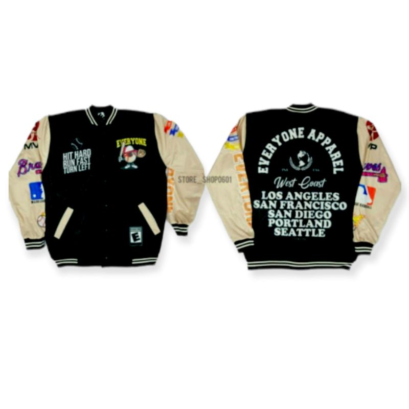 ( BISA COD) JAKET VARSITY BASEBALL MOTIF TERBARU PRIA WANITA SIZE XL-BASE HITHARD