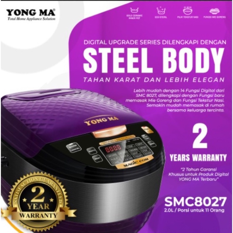Rice Cooker Magic Com Digital Yong Ma YongMa SMC 8027 / SMC-8027 / SMC8027 Kapasitas 2 Liter UPGRADE SERIES