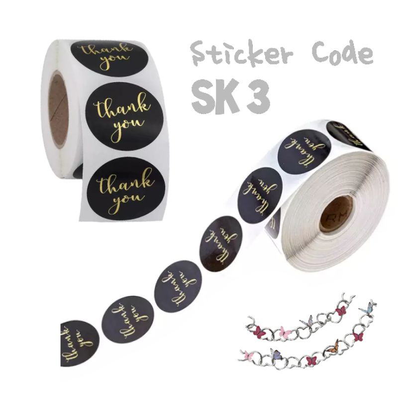 Stiker thank you bulat diameter 2.5cm isi 50pcs perpack-SK 3