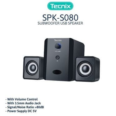Speaker Bluetooth Tecnix SPK-B080 Subwoofer USB 2.1 Channel Design Wireless Aux Mode Super Bass-2
