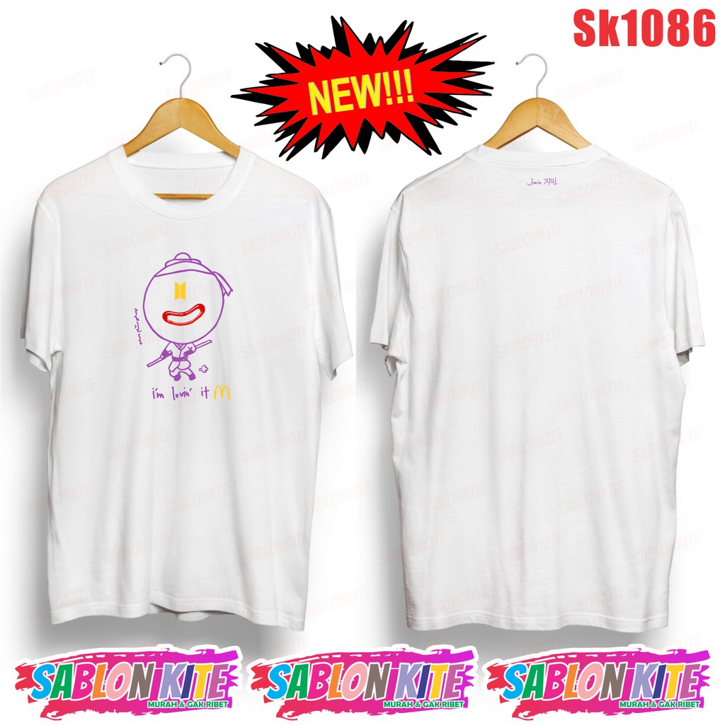 Gratis fotocard KAOS KPOP KARAKTER Live taehyung SK1086 IM LOVIN IT FG SG JK V RM PER MEMBER UNISEX COMBED 30S