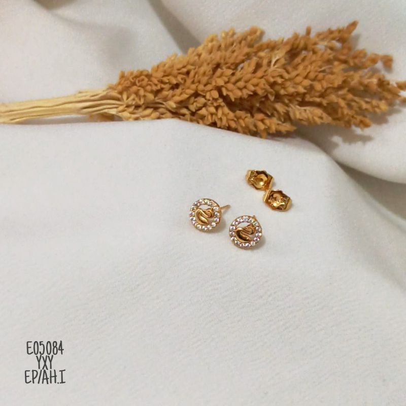 Anting Yaxiya Stud Angsa Zircon warna Gold E05084