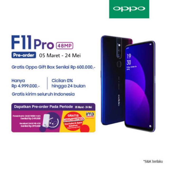 Oppo F11 pro-Ram 6GB DISKON20%