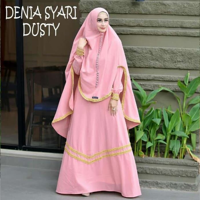 BAJU PAKAIAN GAMIS SYA'I MURAH MOTIF POLOS CANTIK WARNA BIRU UNGU DUSTY PINK UKURAN JUMBO CERUTY I.4