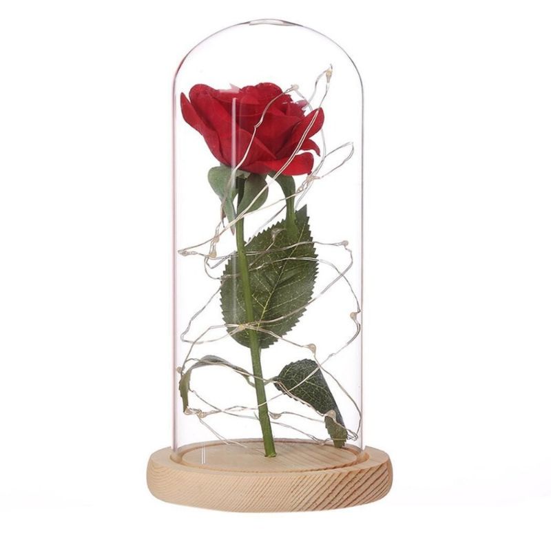 Lampu LED Bunga Mawar Dekorasi Beauty And The Beast Rose | Hampers Pajangan Kado Hiasan Ruangan Kamar Glass