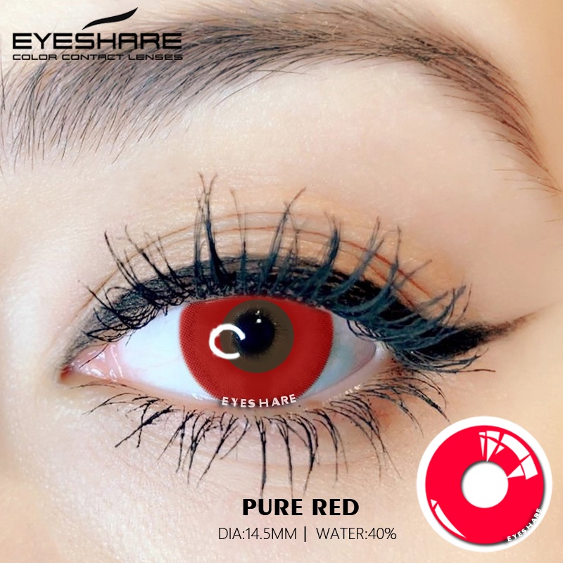[Bayar Di Tempat]Warna Solid-RED-BLUE-BLACK Fresh Halloween2Pcs Softlens Cosplay Anime / Warna Lensa Kontak Normal Seni Gotik/All Color/TerbaikTahun In