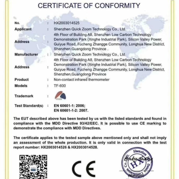 Thermometer Infrared Tf-600 Bersertifikat / Thermometer Tembak Dahi Selyanifastore18